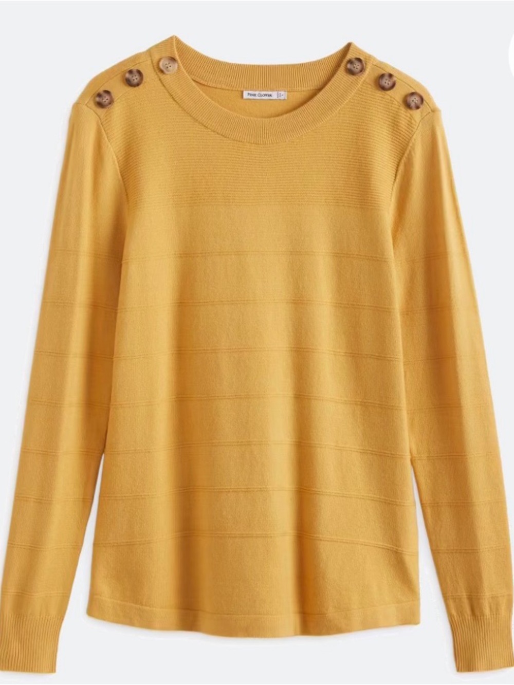 Golden Yellow Button-Shoulder Crewneck Sweater